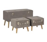 vidaXL Tabourets rangement lot de 3 - Gris velours