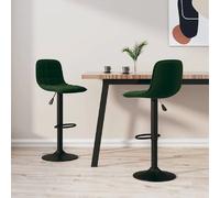 vidaXL Tabourets de Bar Lot de 2 Vert foncé Velours, Chaise de Bar, Chaise pivotante, Chaise de comptoir, chaises de Bar, chaises pivotantes