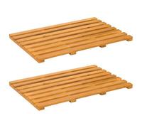 vidaXL Tapis de bain Uni Marron 100 x 53 cm bois