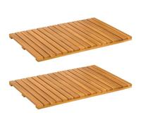 vidaXL Tapis de bain Uni Marron 60 x 40 cm bois