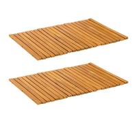vidaXL Tapis de bain Uni Marron 60 x 40 cm bois