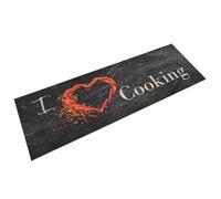 vidaXL Tapis de Cuisine Lavable Impression Cuisine, Carpette de Salle à Manger Antidérapante, Moquette Intérieur et Extérieur, Moderne, Noir 60x180 cm