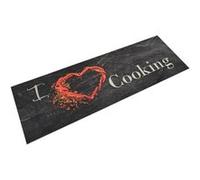 vidaXL Tapis de Cuisine Lavable Impression Cuisine, Carpette de Salle à Manger Antidérapante, Moquette Intérieur et Extérieur, Moderne, Noir 60x180 cm