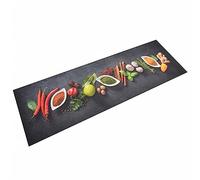 vidaXL Tapis de Cuisine Lavable Impression Légumes, Paillasson Antidérapant, Tapis de Sol Absorbant Intérieur, Moderne, 60x180 cm Velours