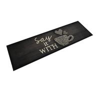 vidaXL Tapis de cuisine lavable imprimé tasse noir 45x150 cm velours 4005593