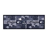 vidaXL Tapis de Cuisine Lavable Paillasson de Bureau Moquette de Sol Tapis de Couloir Tapis de Couloir Moquette de Cuisine Bleu Café 60x300 cm