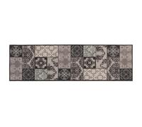 vidaXL Tapis de Cuisine Mosaïque Noire 300 x 60 cm 100% Polyamide