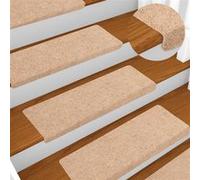 vidaXL Tapis d'escalier Autocollants 5 pièces 65 x 21 x 4 cm Marron Clair Bord rectangulaire