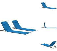 vidaXL Tapis de plage pliable 2 pcs. acier et tissu bleu - Bains de soleil