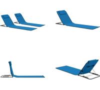 vidaXL Tapis de plage pliable 2 pcs Acier et Tissu Bleu - Tapis de plage - Tapis de plage Avec Dossier - Tapis de plage Avec Dossier