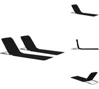 vidaXL Tapis de plage pliable 2 pcs. acier et tissu noir - Bains de soleil