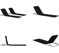 vidaXL Tapis de plage pliable 2 pcs Acier et Tissu Noir - Tapis de plage - Tapis de plage Avec Dossier - Tapis de plage Avec Dossier