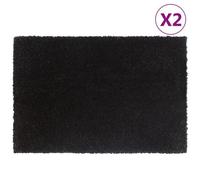 Vidaxl Tapis De Porte 2 Pcs Noir 40x60 Cm Fibre De Coco Touffeté