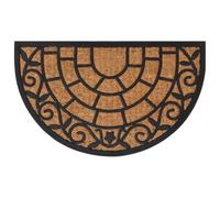 vidaXL Tapis de porte demi-rond Paillasson antidérapant 45x75 cm caoutchouc et fibre de coco moderne