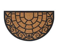 vidaXL Tapis de porte demi-rond 45x75 cm - Noir et Marron