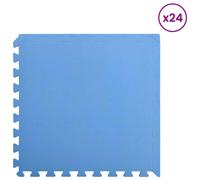 vidaXL Tapis de protection pour fond de piscine, 24 pièces, bleu, 8,64 m², en mousse EVA