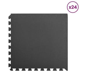 vidaXL Tapis de protection pour fond de piscine, 24 pièces, noir, 8,64 m², en mousse EVA