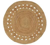 vidaXL Tapis de Surface Naturel Ø 150 cm Jute, Salon, Tapis en Jute Fait Main, Tapis Rond Moderne, Tapis Doux écolo, Revêtement de Sol Pratique