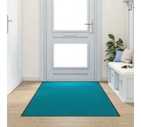 vidaXL Tapis d'entrée Autre Cyan et Noir 120 x 250 cm Polyamide et PVC