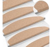 vidaXL Tapis d'escalier Auto-adhésifs 15 pcs Beige 80 x 28 x 3,5 cm, Tapis de Marche Modernes, antidérapants, Confortables, Tapis pour intérieur, réduisent Le Bruit