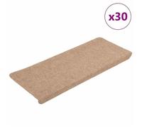 vidaXL Tapis d'escalier auto-adhésifs 30 pcs beige 65x24,5x3,5 cm, bande de roulement, tapis de bande de roulement 3365898