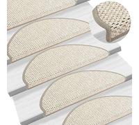 vidaXL Tapis d'Escalier Autocollants Aspect Sisal 15 pcs, Moquettes de Marches, Protections d'Escalier, Tapis de Marche, Platine 65x21x4 cm