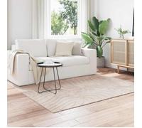 vidaXL Tapis de Surface Carré PALMERAS Beige 200 x 200 cm Polyester, Tapis Moderne antidérapant pour Salon, extérieur, Mat Doux, Durable et Facile à Entretenir