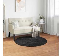 Vidaxl Tapis En Fausse Tafalla Noir Ø 80 Cm Polyester