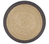 Vidaxl Tapis Fait À La Main Jute Avec Bord Gris Foncé 120 Cm