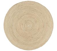 Vidaxl Tapis Fait À La Main Jute Avec Design De Spirale Blanc 120 Cm