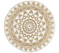 vidaXL Tapis fait à la main en jute imprimé floral rond blanc 120 cm