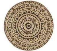vidaXL Tapis Fait à la Main Jute avec Imprimé Moquette Carpette Plancher Coussin de Sol Salon Chambre à Coucher Intérieur Salle de Séjour Maison Marron Foncé 150 cm