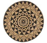 vidaXL Tapis Fait à la Main Jute avec imprimé Noir 150 cm
