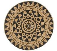 vidaXL Tapis fait à la main en jute imprimé noir 150 cm