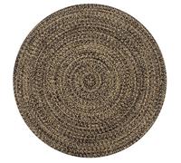 vidaXL Tapis Fait à la Main Jute Moquette Carpette Plancher Coussin de Sol Salon Chambre à Coucher Intérieur Salle de Séjour Maison Noir et Naturel 120 cm