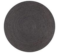 vidaXL Tapis fait à la main Jute rond 90 cm Gris foncé