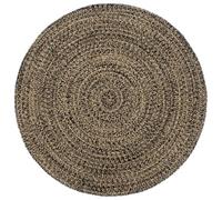 vidaXL Tapis Fait à la Main Tapis de Sol Carpette de Salle de Séjour Tapis de Zone Moquette de Salon Entrée Intérieur Jute Noir et Marron 210 cm