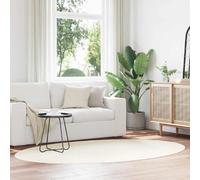 vidaXL Tapis de Surface Ovale HUARTE Crème 160 x 230 cm 100% Polyester, Tapis de Couloir Élégant, Design Ovale Moderne, Résistant, Antidérapant, Lavable en Machine, Facile à Nettoyer