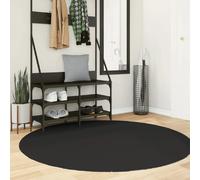 vidaXL Tapis à Poils Courts Doux et Lavable, Moquette de Sol, Tapis de Zone, Carpette de Salon Salle de Séjour Chambre, Moderne, Noir Ø 160 cm