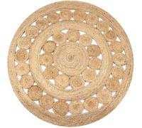 vidaXL Tapis Jute Design Tressé 120 cm Rond Moquette Carpette à la Main Décor