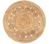 vidaXL Tapis Jute Design Tressé 90 cm Rond Moquette Carpette à la Main Décor