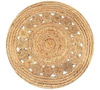 vidaXL Tapis Jute design tressé 90 cm rond