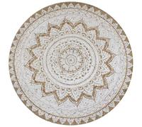 vidaXL Tapis Jute Tressé Imprimé 150cm Rond Moquette Carpette à la Main Décor