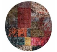 vidaXL Tapis Lavable Antidérapant Moquette de Sol Paillasson Tapis de Sol Salle de Séjour Maison Intérieur Antibactérien Patchwork φ120 cm Multicolore