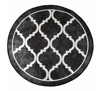 vidaXL Tapis Lavable, Moquette de Sol, Carpette de Chambre à Coucher Salon Salle de Séjour, Moderne, Noir et Blanc Ø 120 cm