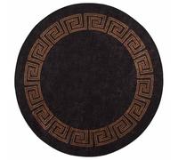vidaXL Tapis Lavable Moquette de Sol Paillasson Tapis de Sol Salle de Séjour Maison Intérieur Antibactérien φ120 cm Noir et Doré