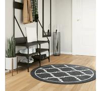 vidaXL Tapis Lavable, Moquette de Sol, Carpette de Chambre à Coucher Salon Salle de Séjour, Moderne, Noir et Blanc Ø 120 cm