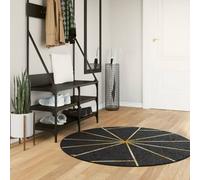 Vidaxl Tapis Lavable Noir Et Doré Ø 120 Cm Antidérapant