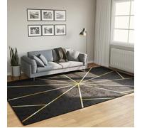 vidaXL Tapis lavable moderne antidérapant - Noir et doré 190x300 cm
