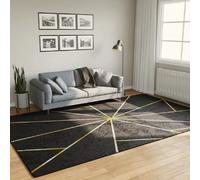 vidaXL Tapis Lavable - Noir et Doré